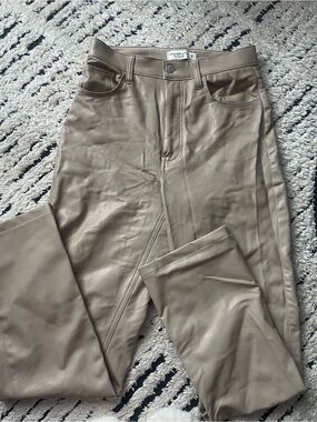 Abercrombie & Fitch Ultra High-Rise Faux Leather Pants — Taupe